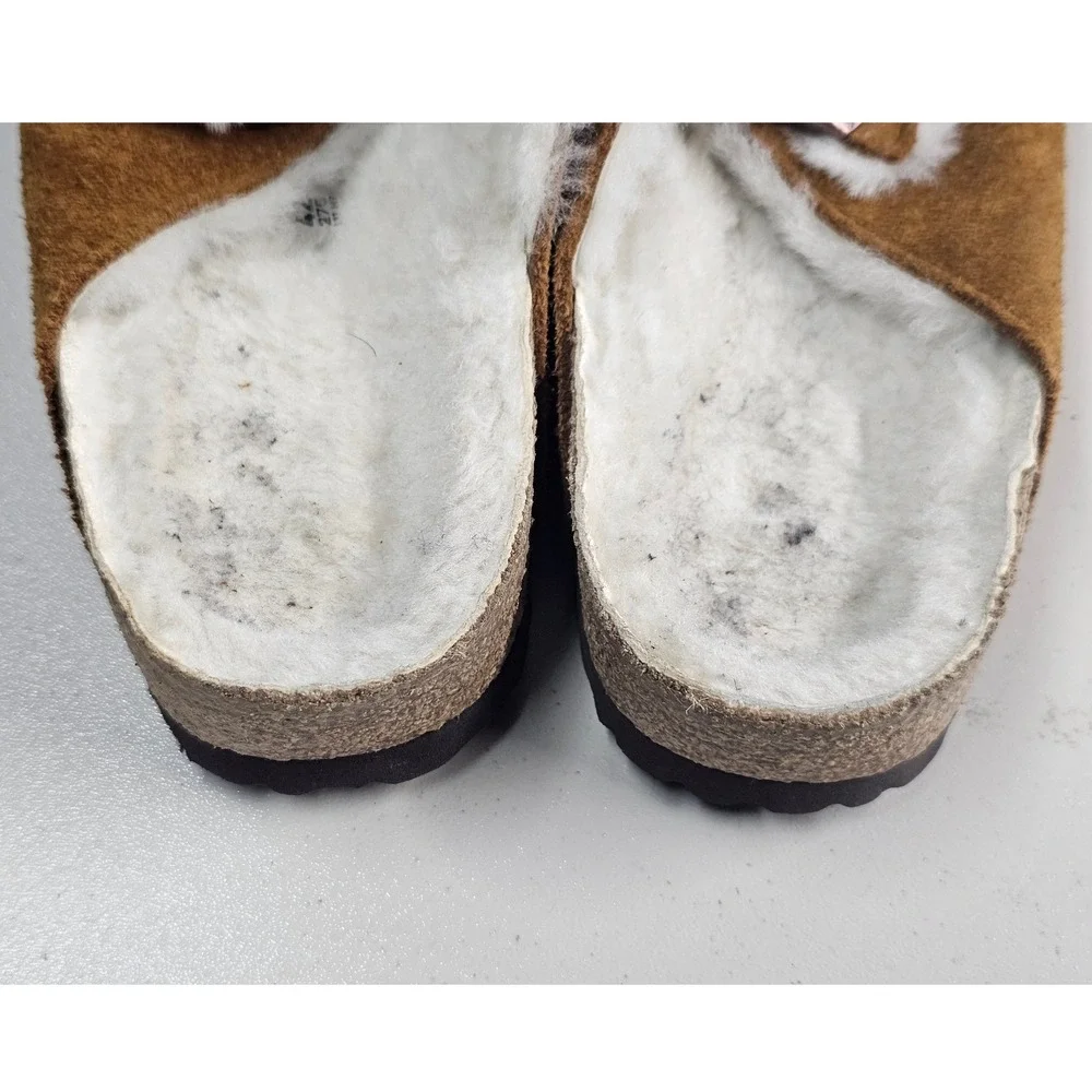 Birkenstock Arizona Shearling Mink Suede Slide Sandals Mens 9 Womens 11 EU 42